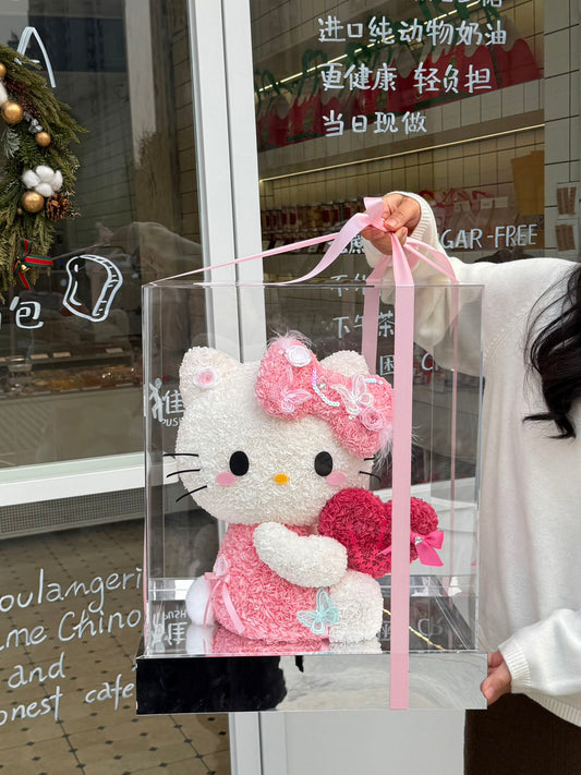 Hello Kitty Preserved Floral Plush Doll - Long-Lasting Cute Craft, Ideal for Daily & Special Occasion Gifts