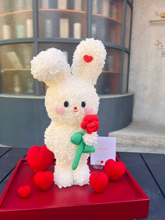 Eternal haul cute rabbit doll flower doll real flower luxury birthday gift proposal anniversary gift for children gift