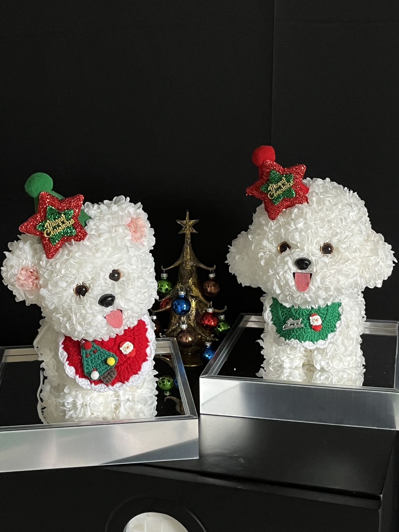 Christmas dog doll immortal flower gift real flower luxury birthday gift proposal anniversary gift for children gift