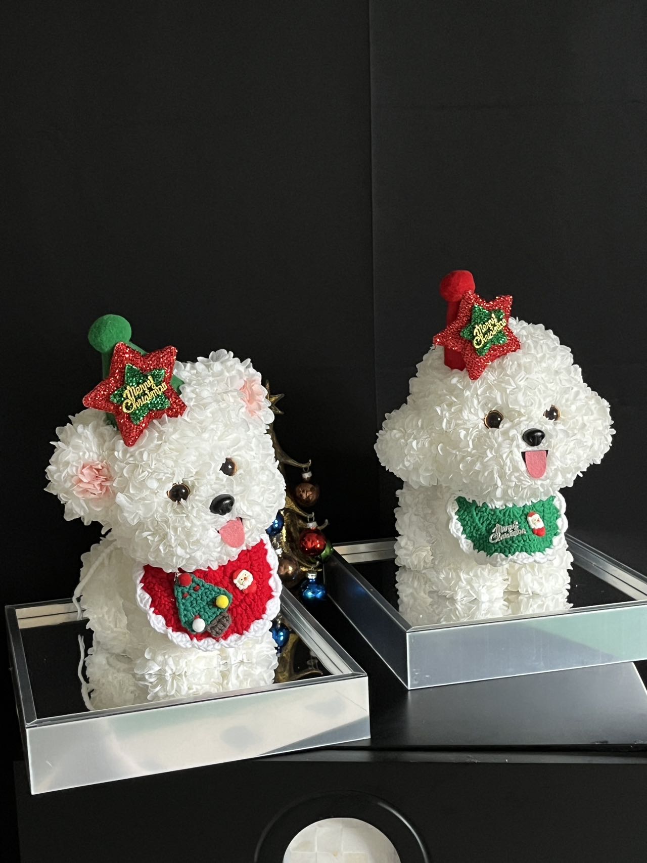 Christmas dog doll immortal flower gift real flower luxury birthday gift proposal anniversary gift for children gift