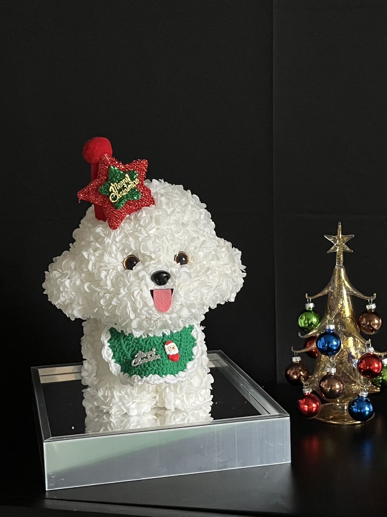 Christmas dog doll immortal flower gift real flower luxury birthday gift proposal anniversary gift for children gift
