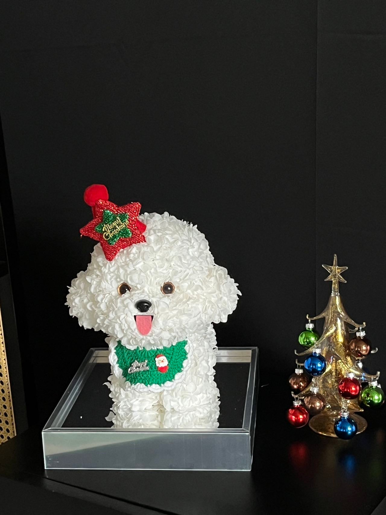 Christmas dog doll immortal flower gift real flower luxury birthday gift proposal anniversary gift for children gift