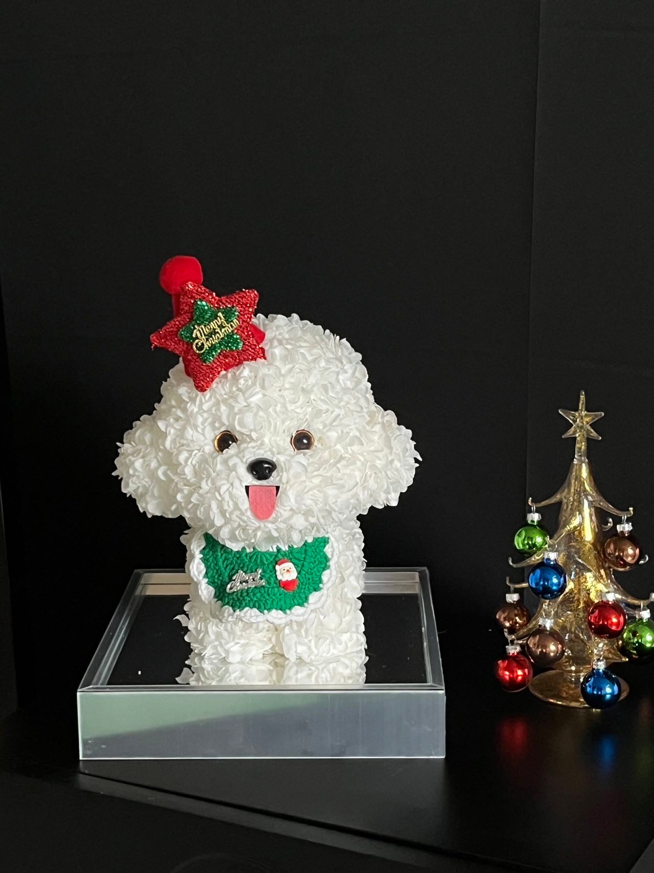 Christmas dog doll immortal flower gift real flower luxury birthday gift proposal anniversary gift for children gift