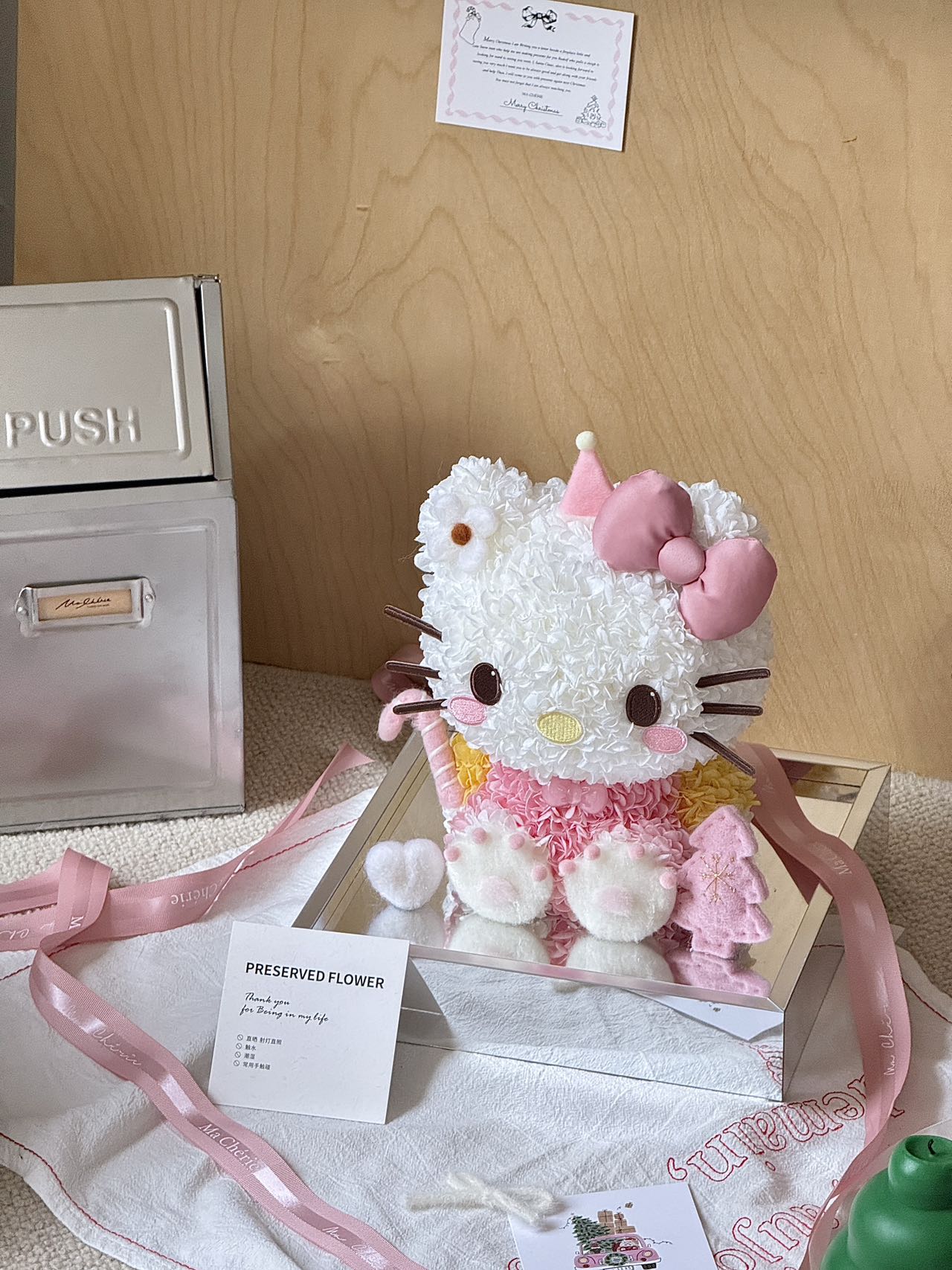 Hello Kitty Preserved Flower Plush Doll - Eternal Floral Cute Toy, Perfect for Valentine’s & Anniversary