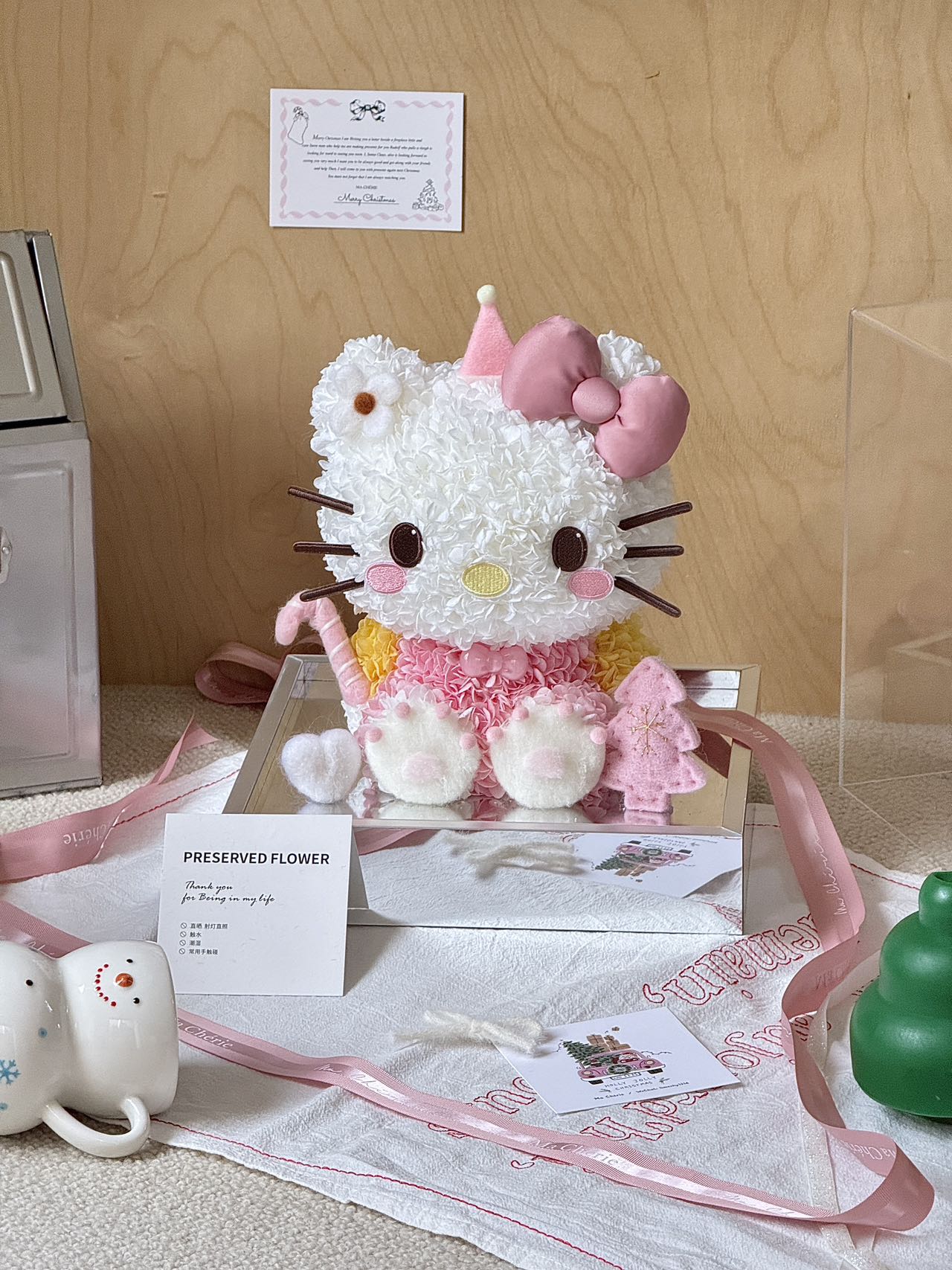 Hello Kitty Preserved Flower Plush Doll - Eternal Floral Cute Toy, Perfect for Valentine’s & Anniversary