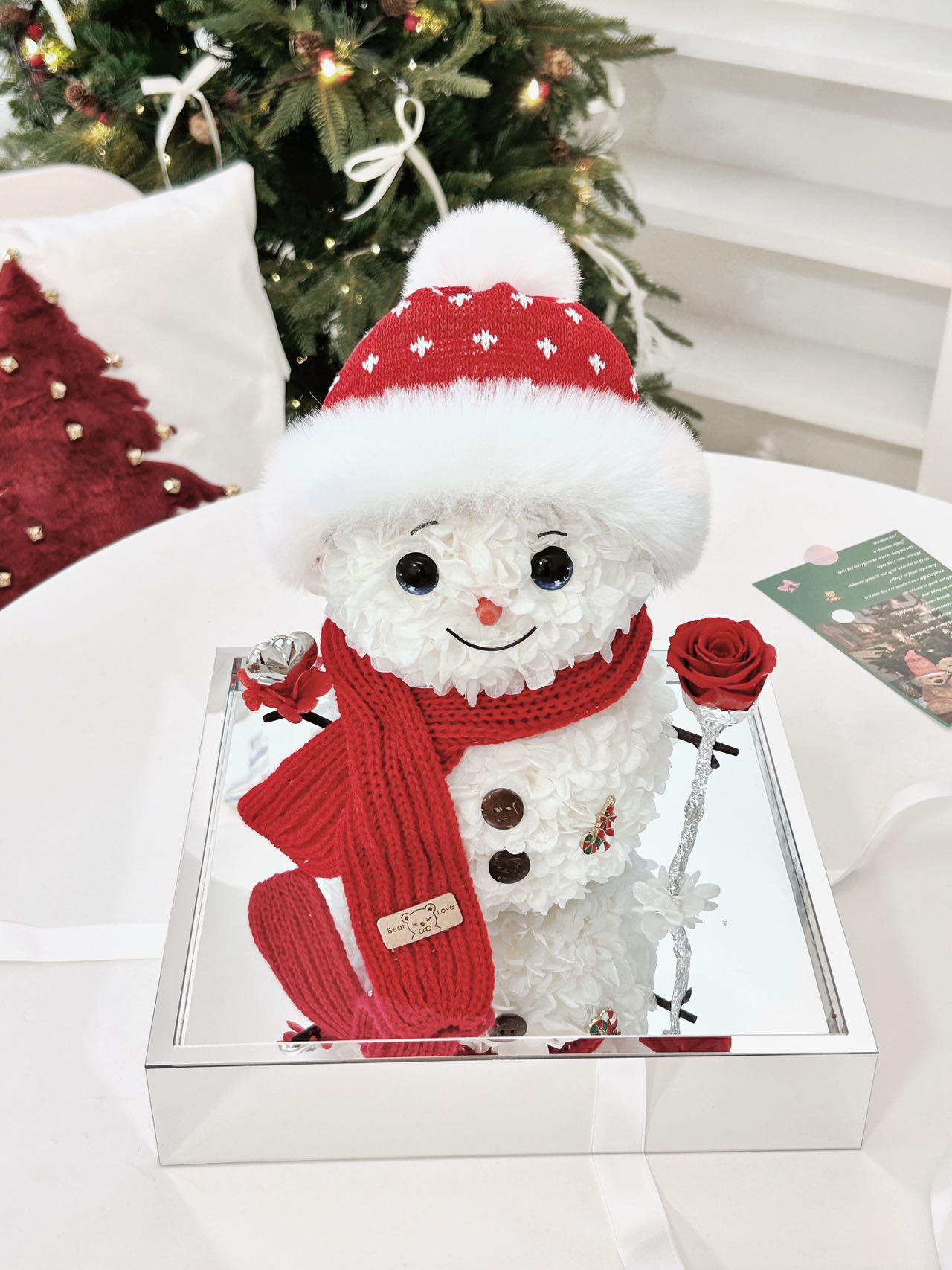 Christmas snowman doll creative immortal flower doll gift hydrangea gift New Year gift acrylic flower gift