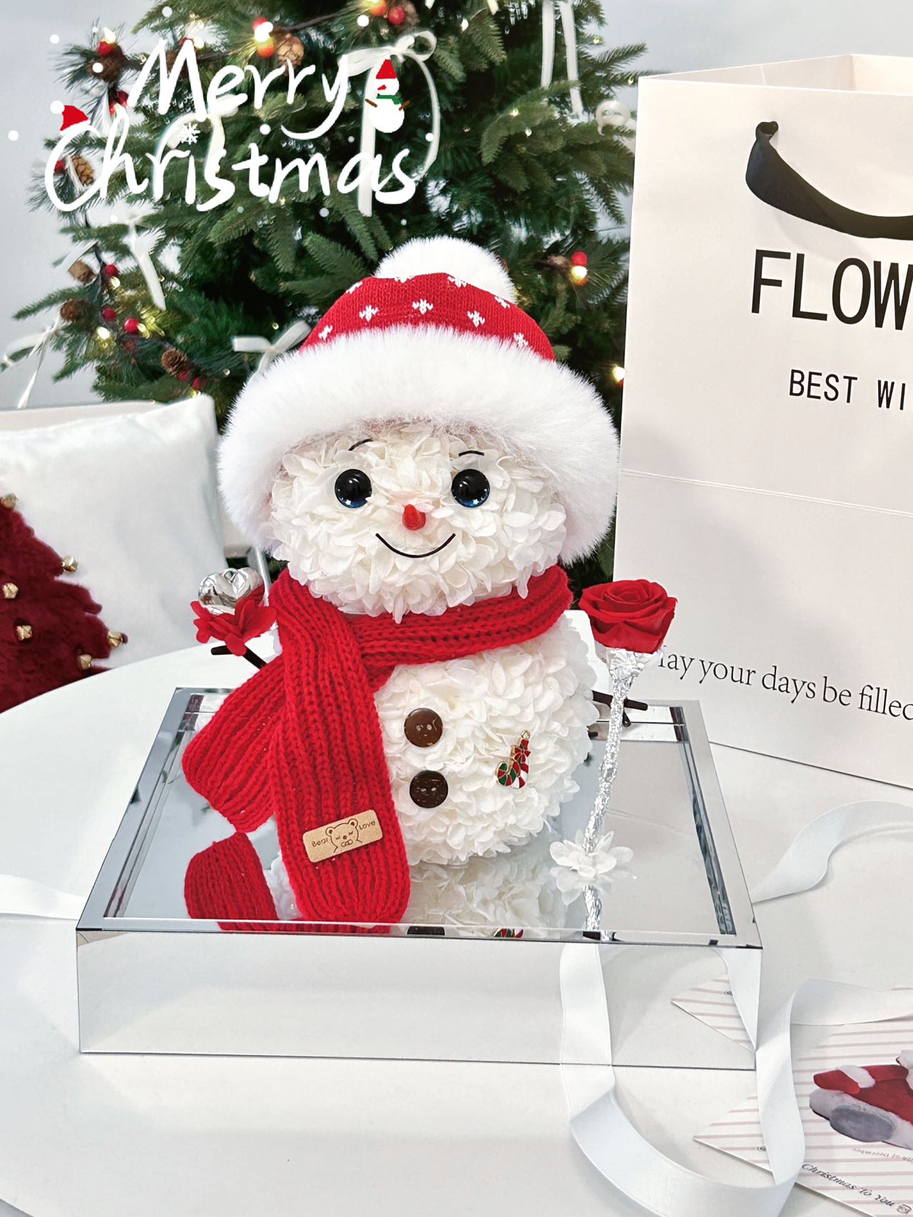 Christmas snowman doll creative immortal flower doll gift hydrangea gift New Year gift acrylic flower gift