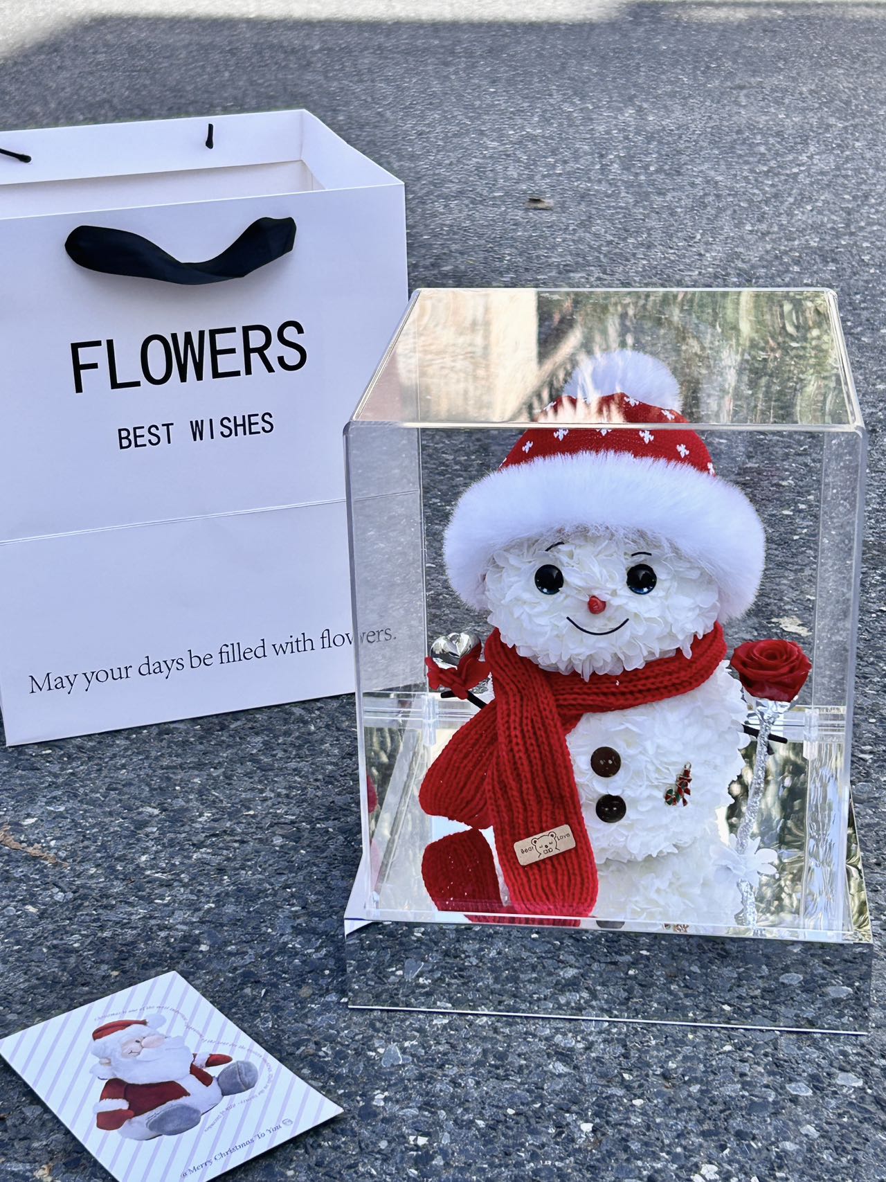 Christmas snowman doll creative immortal flower doll gift hydrangea gift New Year gift acrylic flower gift