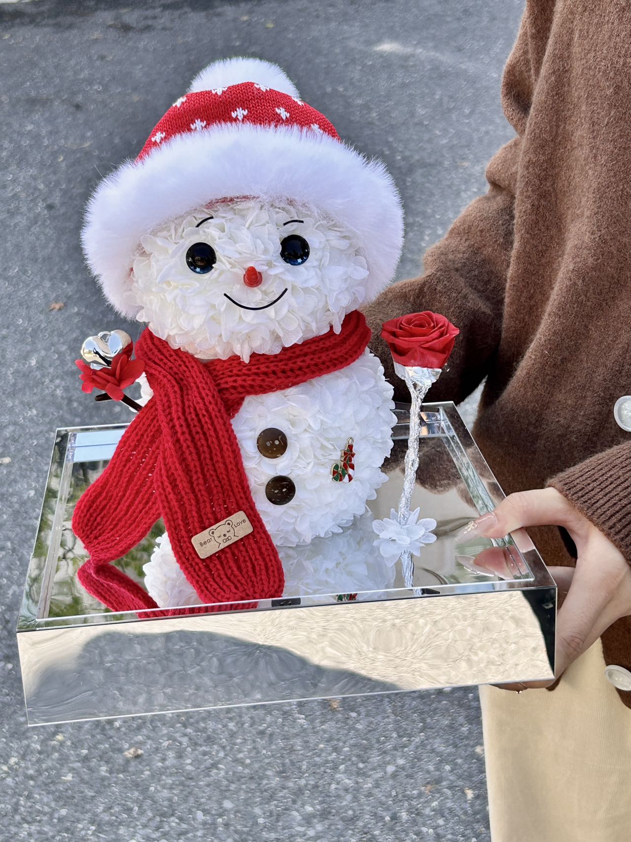 Christmas snowman doll creative immortal flower doll gift hydrangea gift New Year gift acrylic flower gift