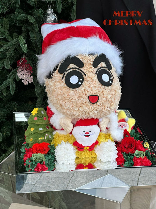Christmas Crayon Shin-chan doll preserved flower doll hydrangea gift New Year gift acrylic flower gift