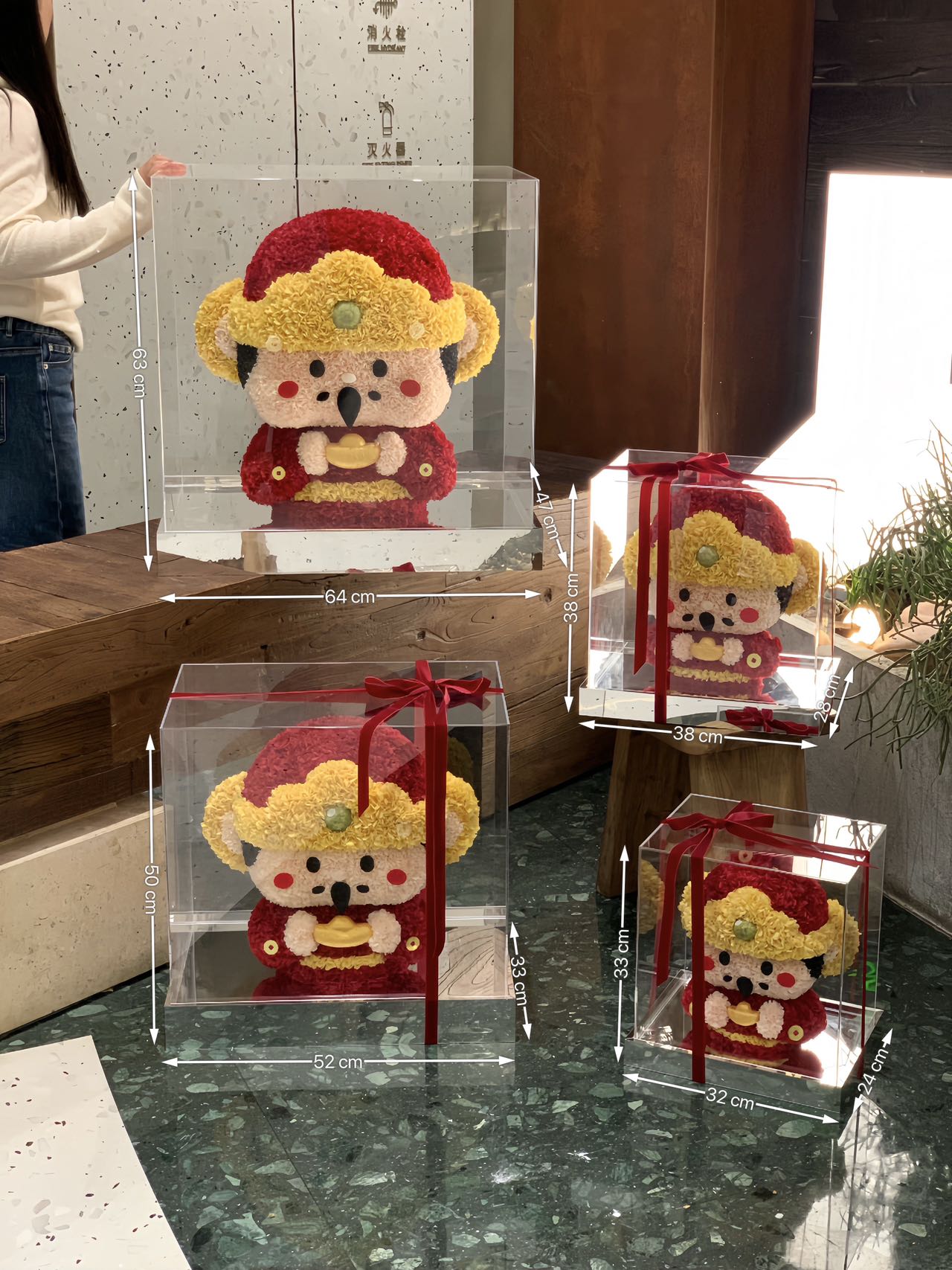 Preserved Flower God of Wealth Doll Gift High-end Acrylic Gift Box Christmas Gift Birthday Gift New Year Store Opening Gift