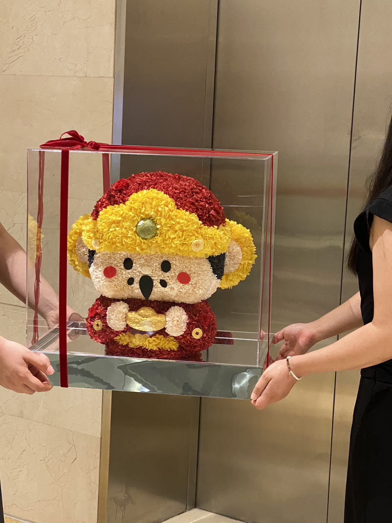 Preserved Flower God of Wealth Doll Gift High-end Acrylic Gift Box Christmas Gift Birthday Gift New Year Store Opening Gift