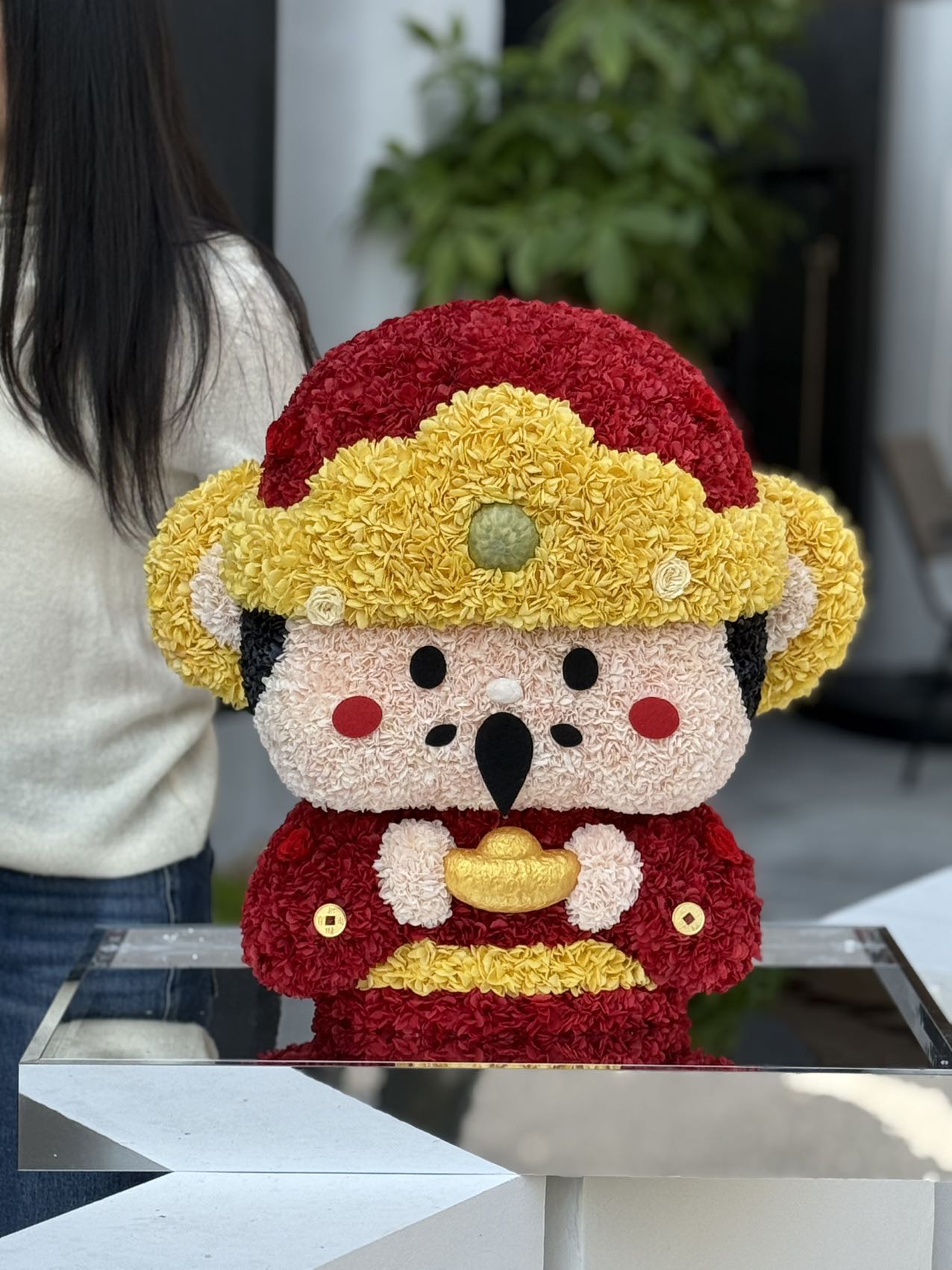 Preserved Flower God of Wealth Doll Gift High-end Acrylic Gift Box Christmas Gift Birthday Gift New Year Store Opening Gift