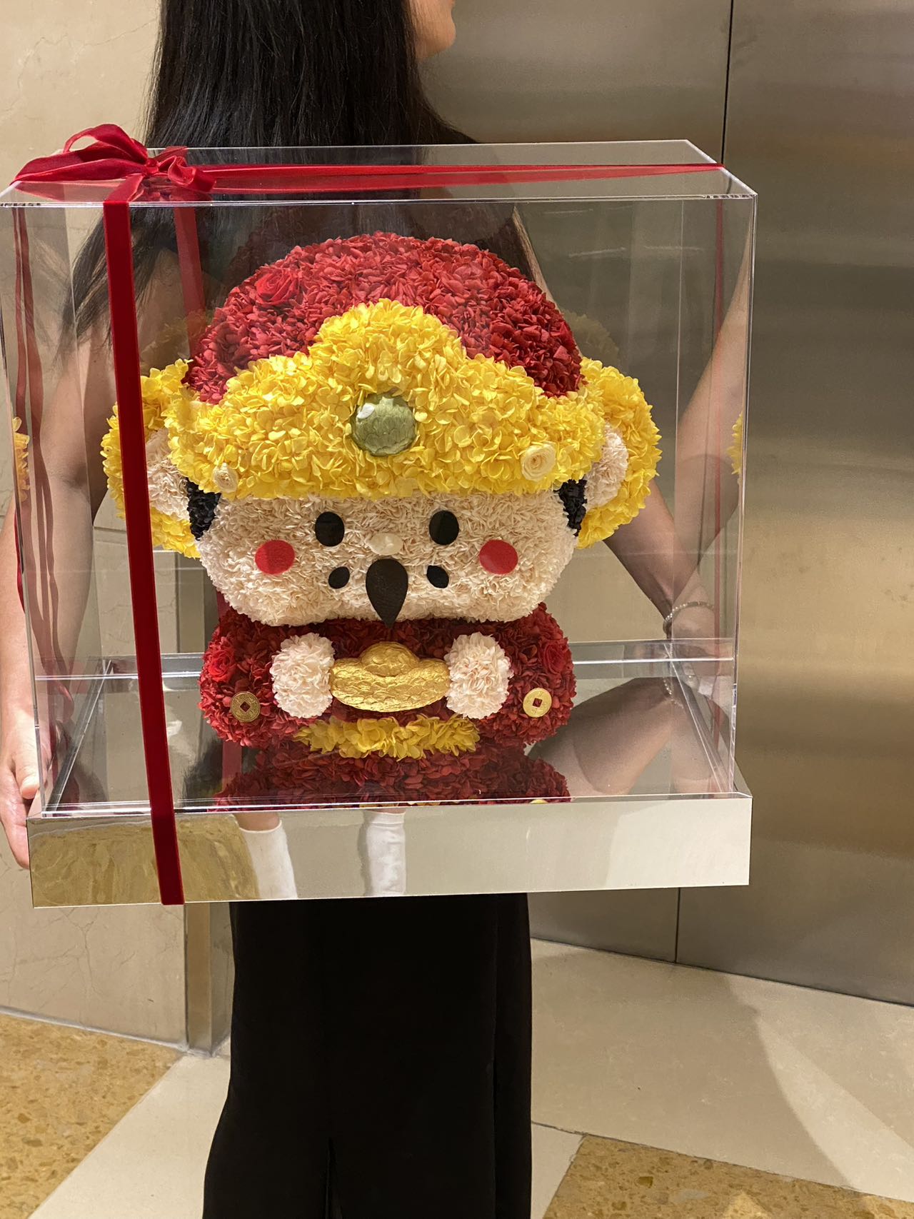 Preserved Flower God of Wealth Doll Gift High-end Acrylic Gift Box Christmas Gift Birthday Gift New Year Store Opening Gift
