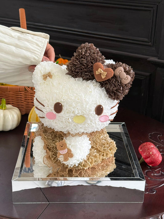 Adorable Preserved Flower Hello Kitty Doll - Perpetual Bloom Plush, Great for Home & Office Decoration