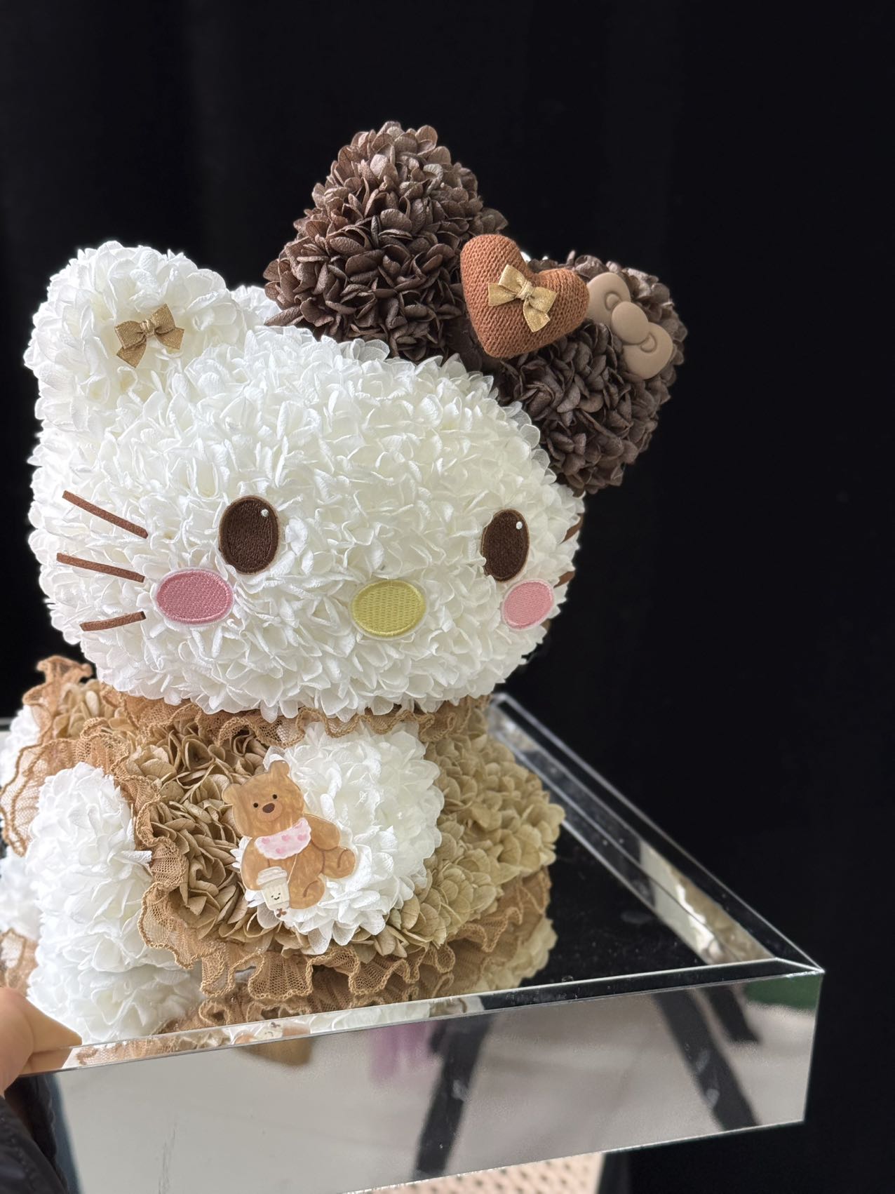 Adorable Preserved Flower Hello Kitty Doll - Perpetual Bloom Plush, Great for Home & Office Decoration