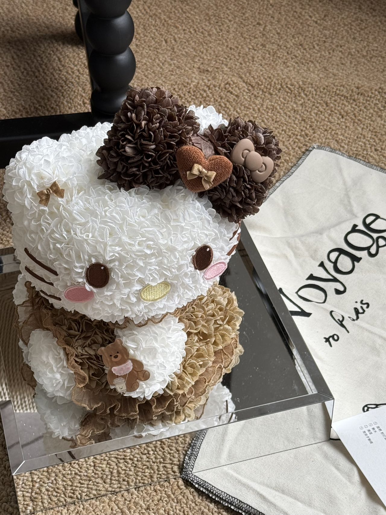 Adorable Preserved Flower Hello Kitty Doll - Perpetual Bloom Plush, Great for Home & Office Decoration