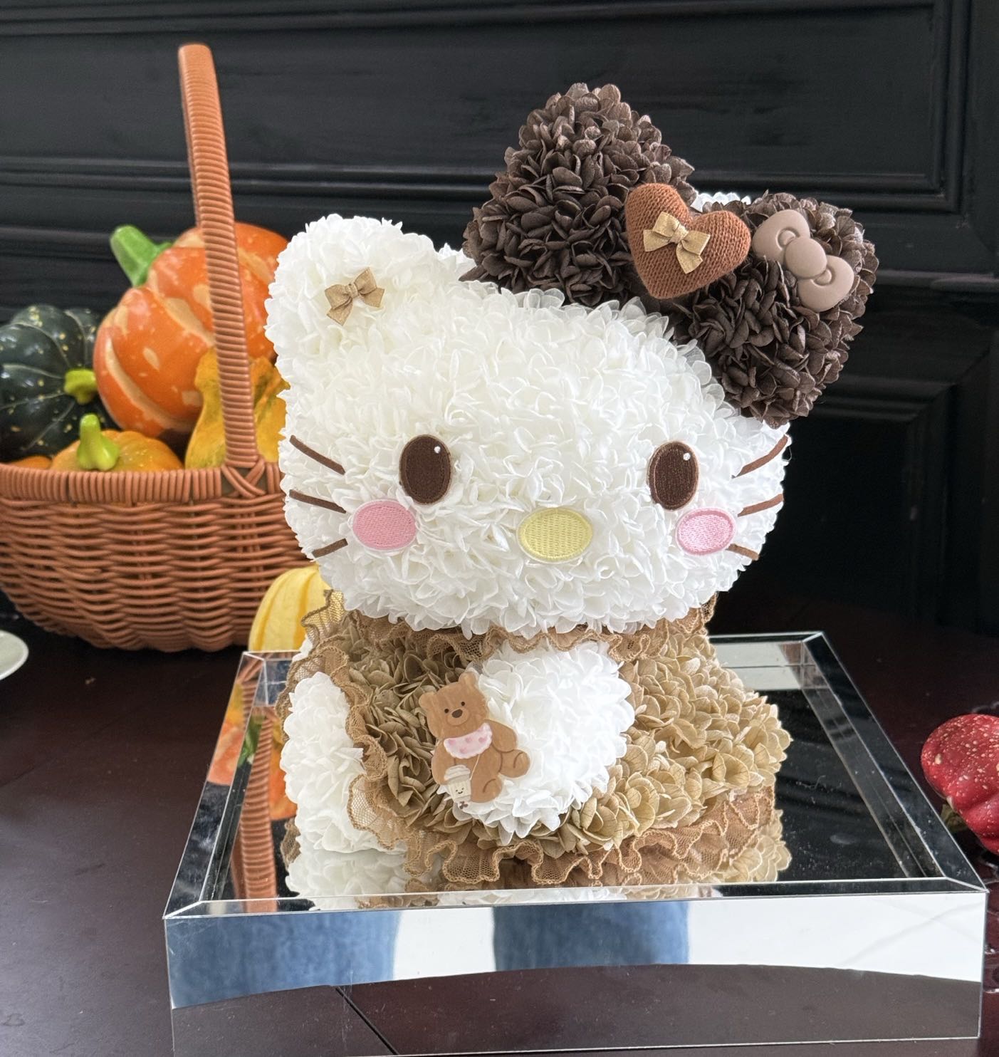 Adorable Preserved Flower Hello Kitty Doll - Perpetual Bloom Plush, Great for Home & Office Decoration