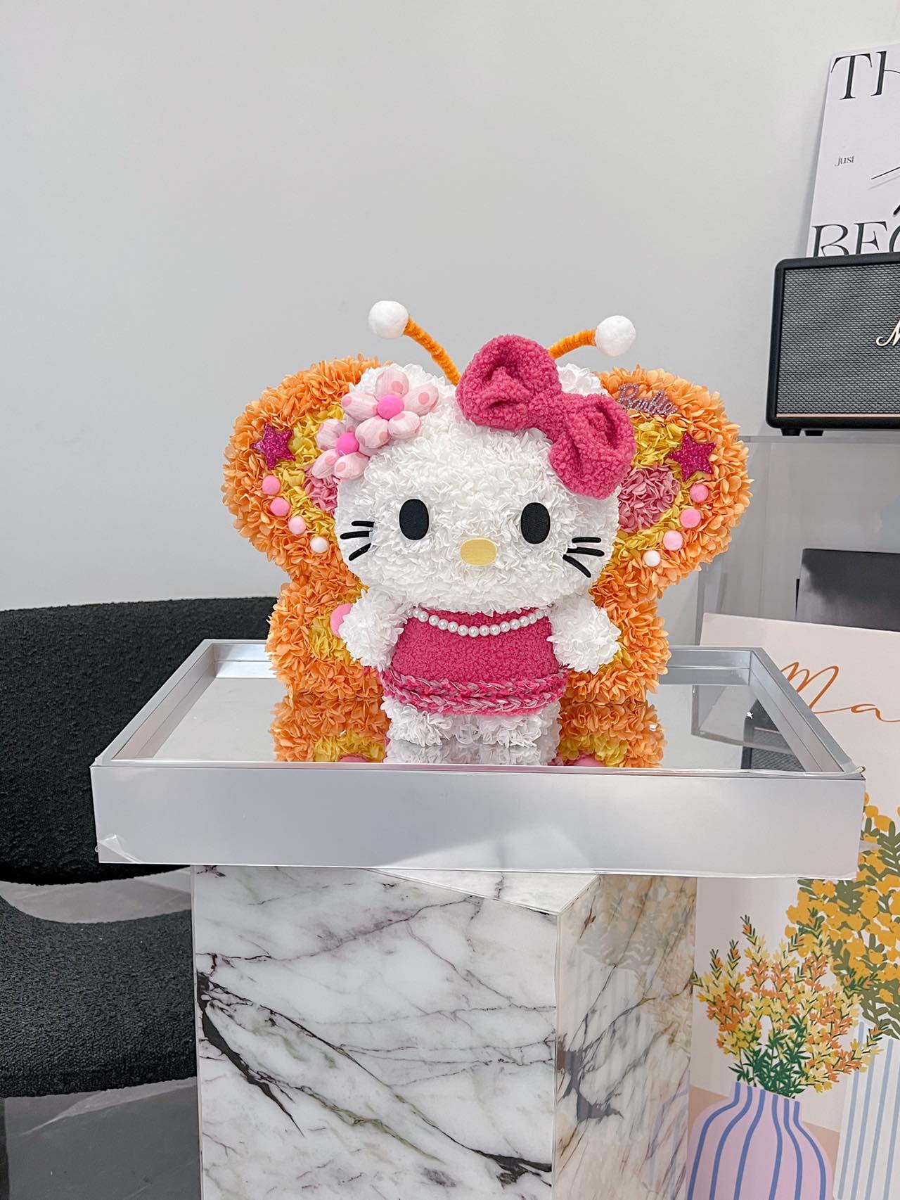 Preserved flower butterfly Hello Kitty doll gift high-end flower gift for girlfriend or child gift