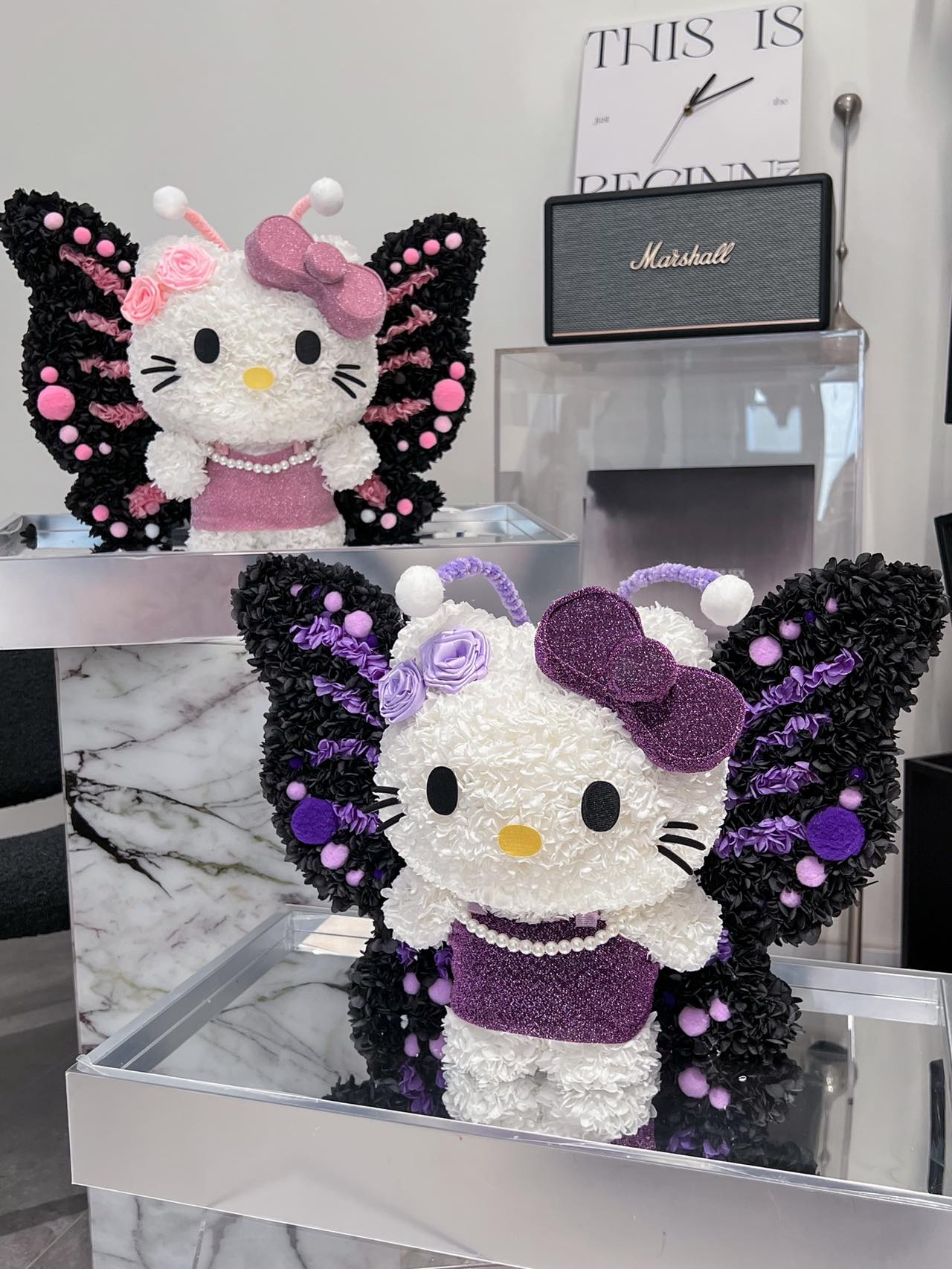 Preserved flower butterfly Hello Kitty doll gift high-end flower gift for girlfriend or child gift