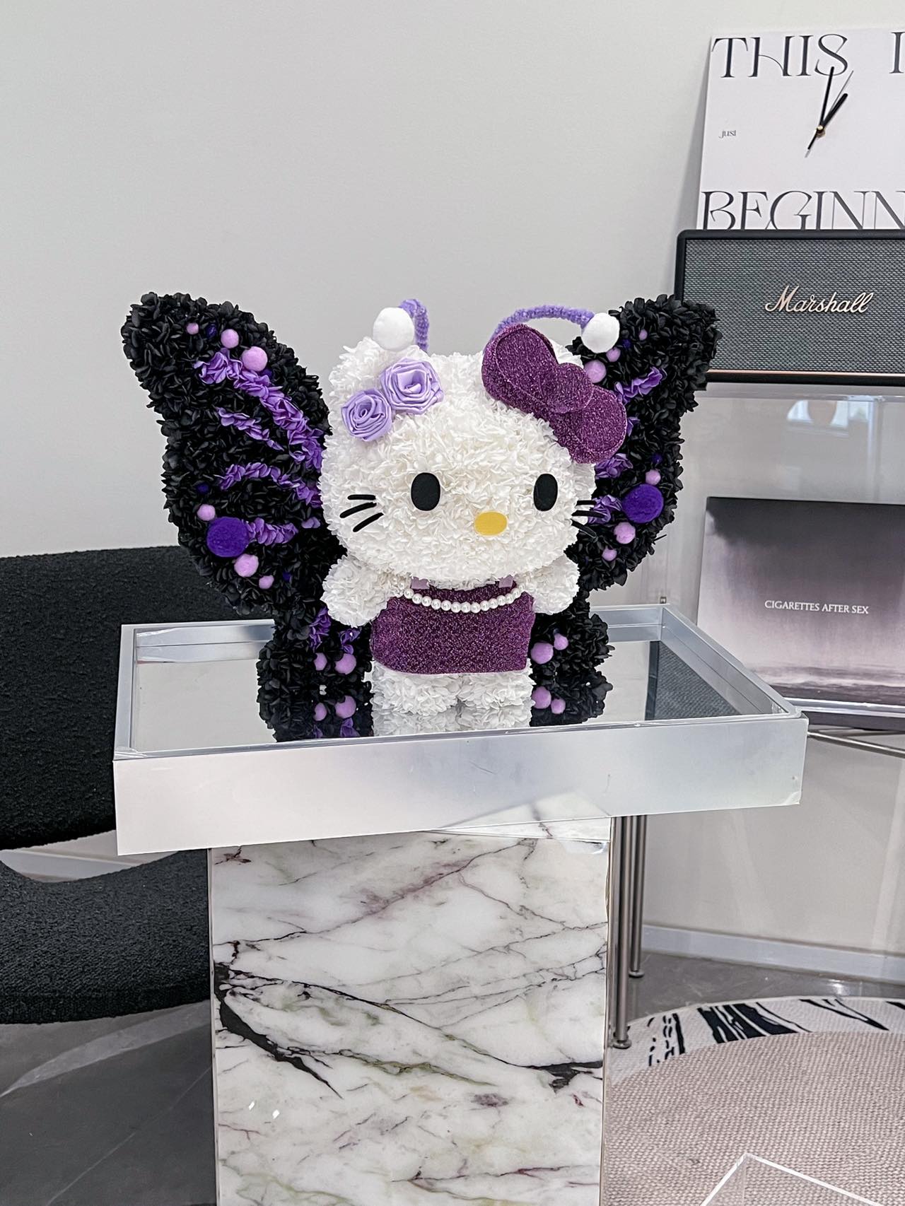 Preserved flower butterfly Hello Kitty doll gift high-end flower gift for girlfriend or child gift