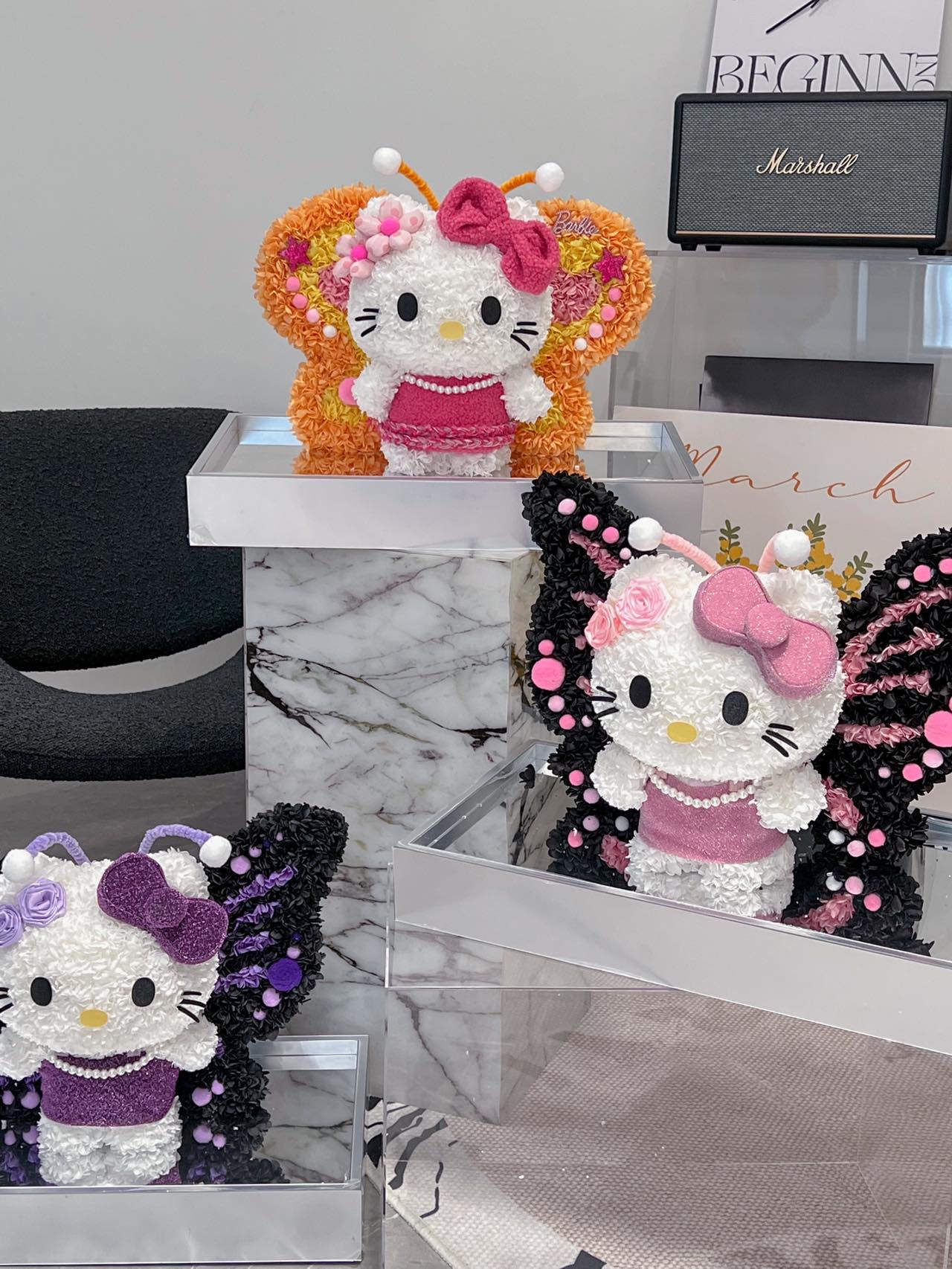 Preserved flower butterfly Hello Kitty doll gift high-end flower gift for girlfriend or child gift