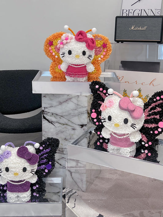 Preserved flower butterfly Hello Kitty doll gift high-end flower gift for girlfriend or child gift