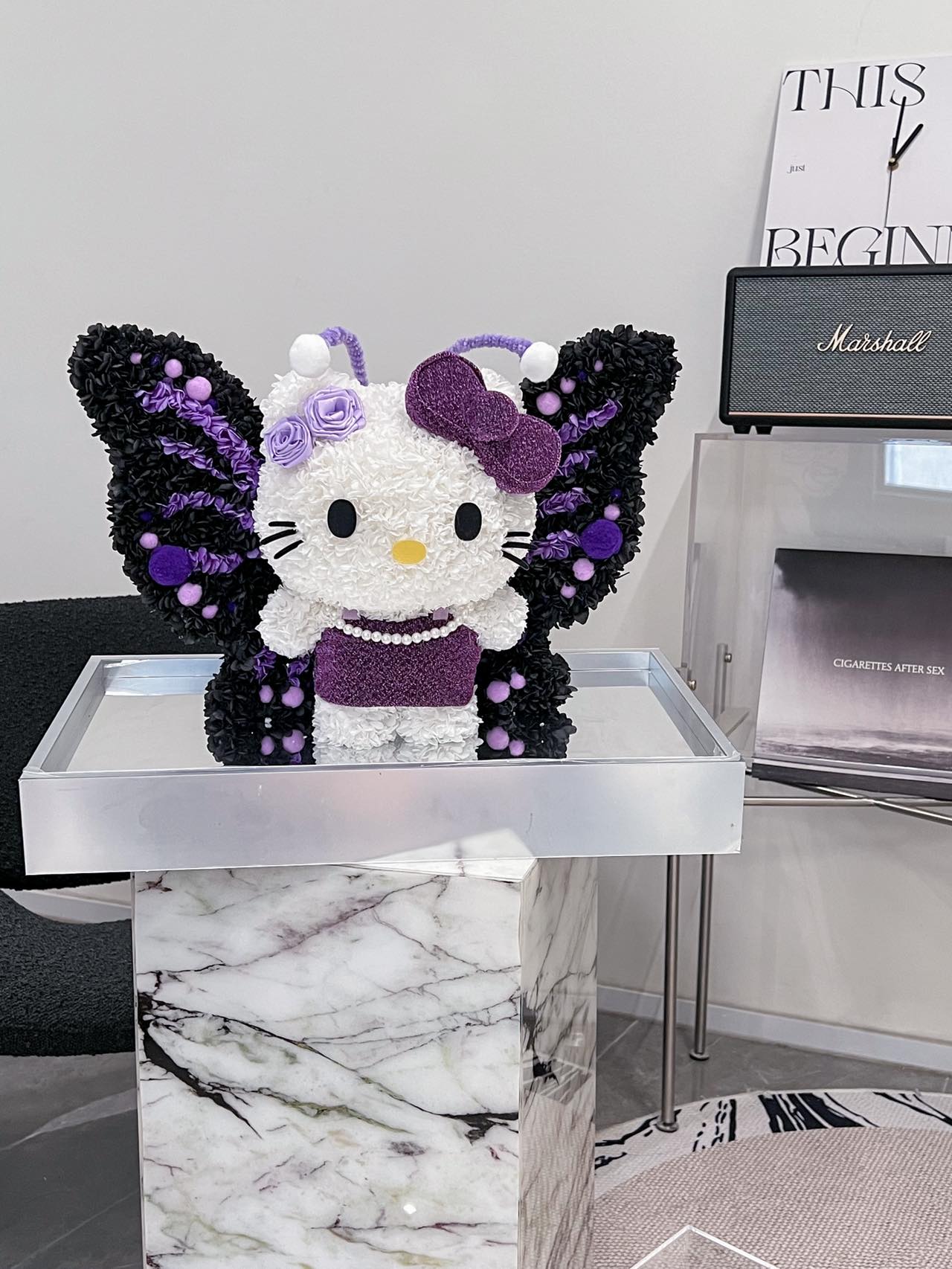 Preserved flower butterfly Hello Kitty doll gift high-end flower gift for girlfriend or child gift