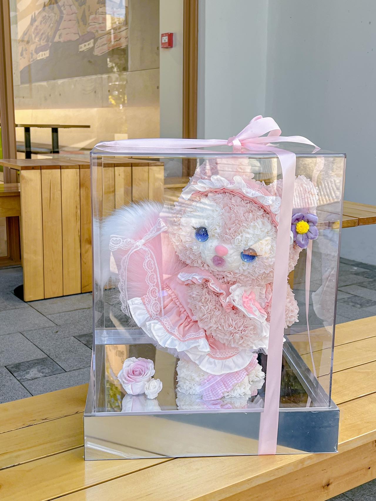 Lingna Belle doll immortal flower gift high-end gift box acrylic light luxury gift for girlfriend real flower gift