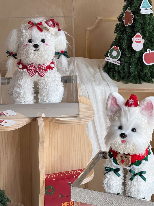 Cute puppy preserved flower doll gift high-end luxury acrylic gift box for daughter and child gift