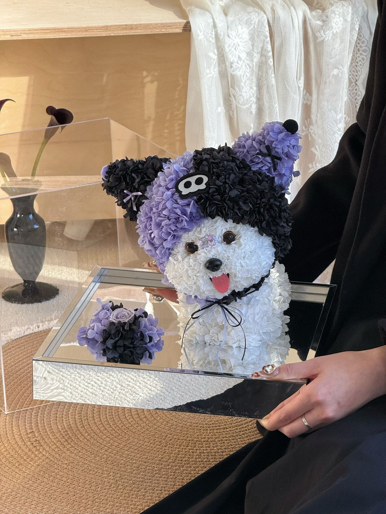 Maltese preserved flower puppy gift high-end light luxury acrylic gift box for girlfriend Valentine's Day gift