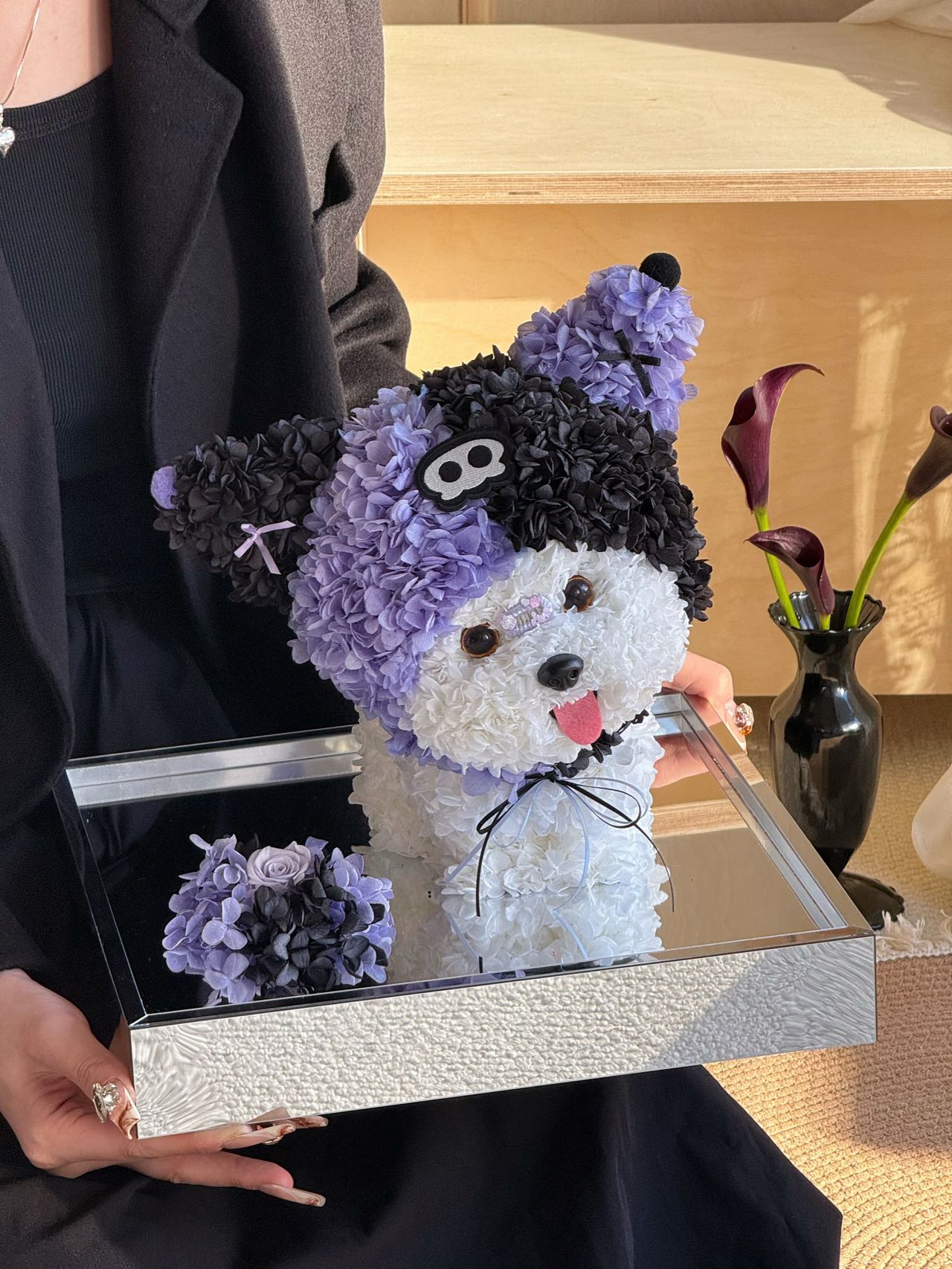 Maltese preserved flower puppy gift high-end light luxury acrylic gift box for girlfriend Valentine's Day gift