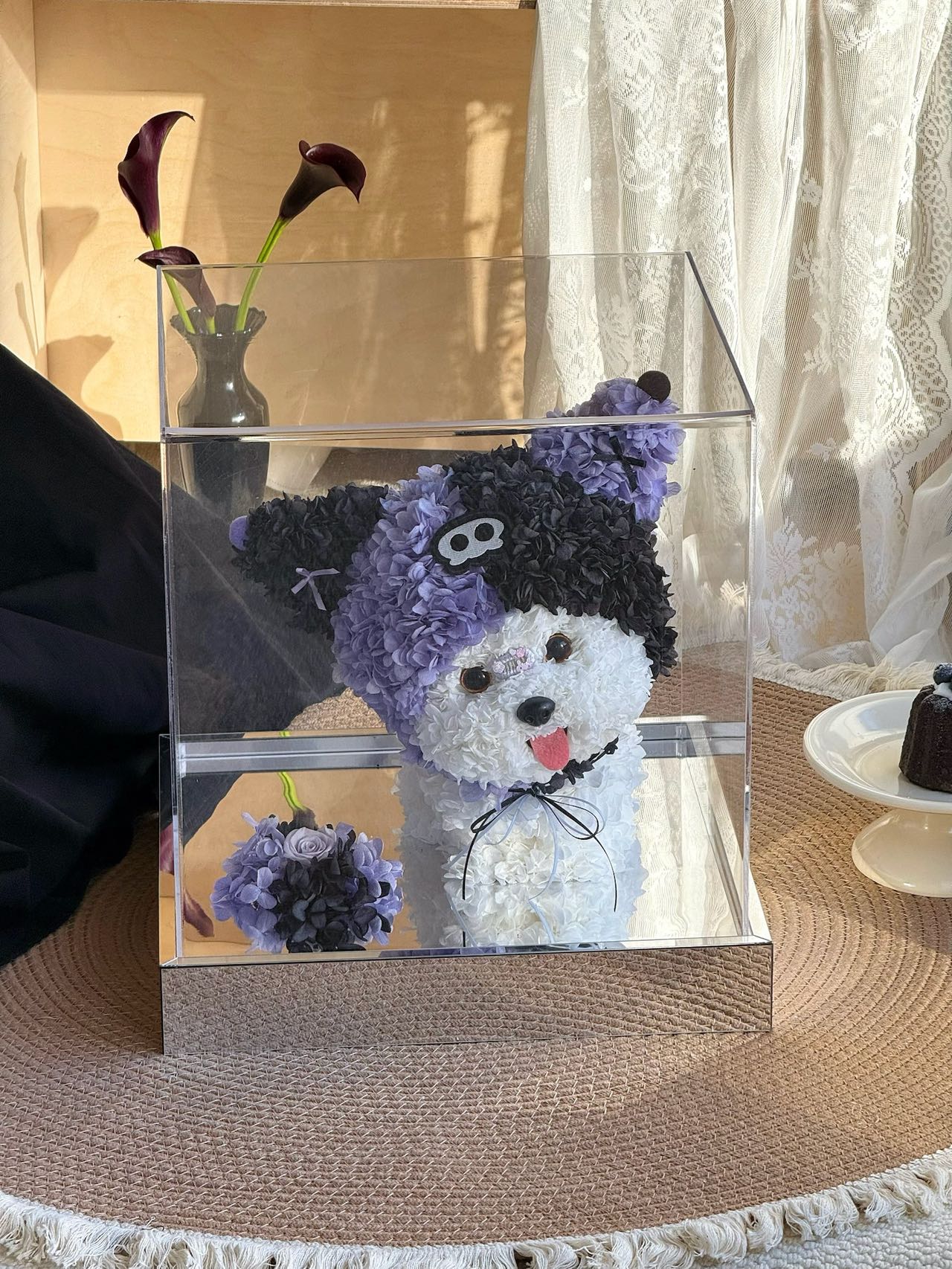 Maltese preserved flower puppy gift high-end light luxury acrylic gift box for girlfriend Valentine's Day gift