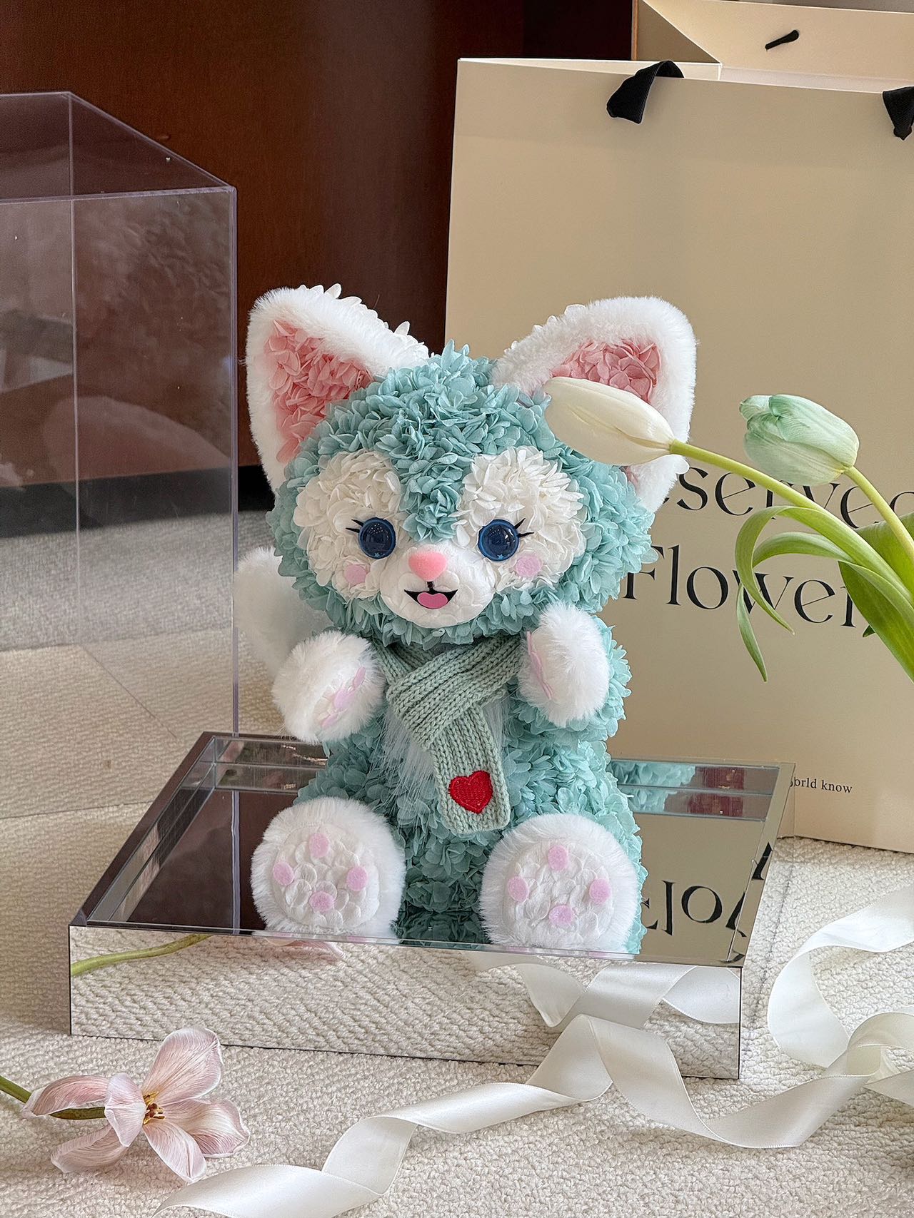 Linabell Doll Crafted with Premium Preserved Flowers, Soft Stuffed Floral Toy, Fade-Resistant Decoration, Perfect Present for Holiday & Daily Gifting