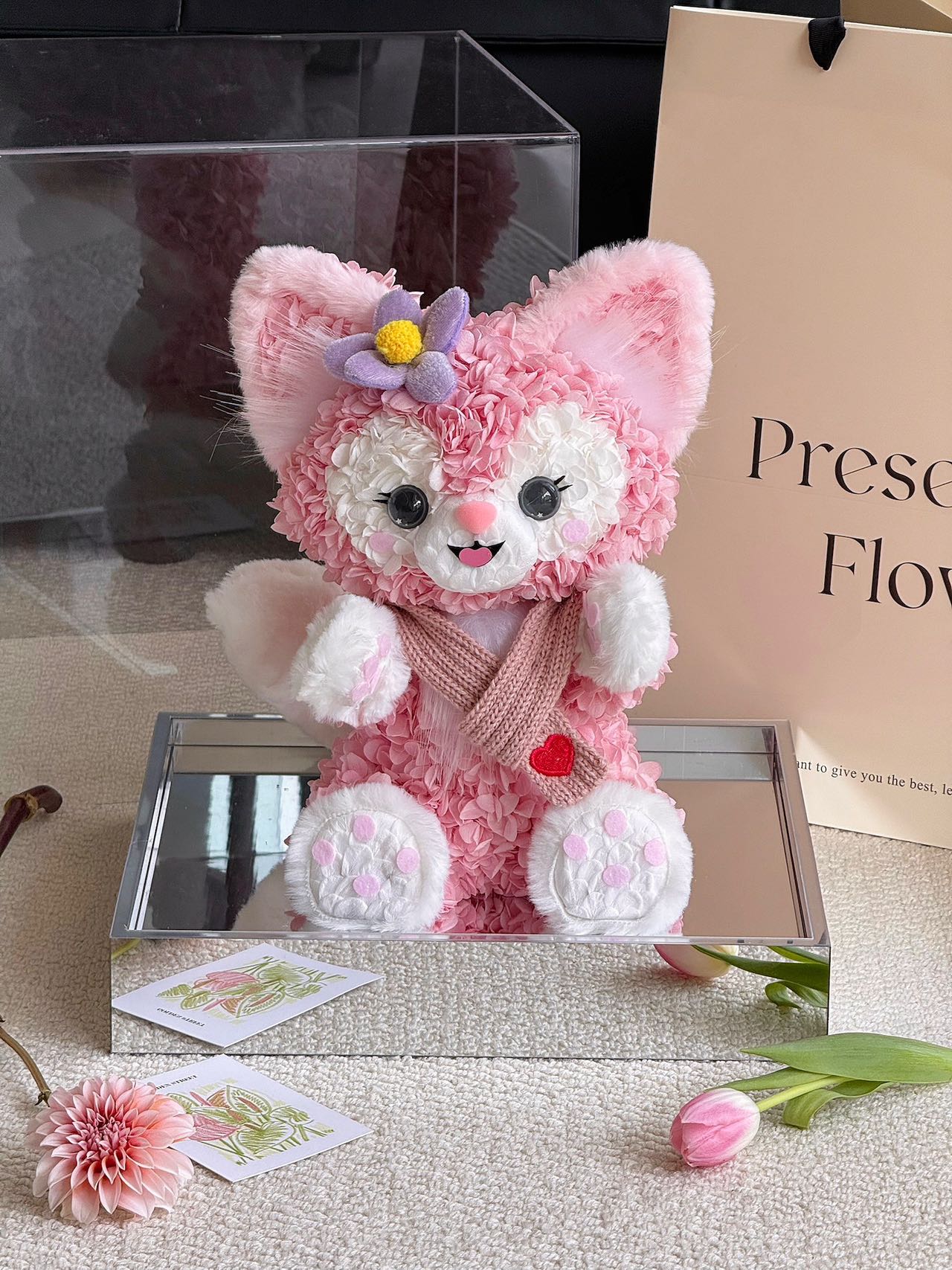 Linabell Doll Crafted with Premium Preserved Flowers, Soft Stuffed Floral Toy, Fade-Resistant Decoration, Perfect Present for Holiday & Daily Gifting