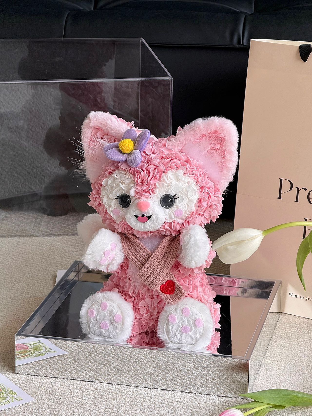 Linabell Doll Crafted with Premium Preserved Flowers, Soft Stuffed Floral Toy, Fade-Resistant Decoration, Perfect Present for Holiday & Daily Gifting