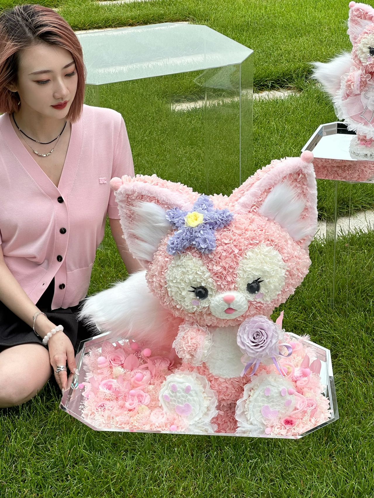  Preserved Flower Stuffed Linabell Doll, Lifelike Cartoon Plush, No Fading Floral Toy, Ideal Souvenir & Home Decoration for Linabell Lovers