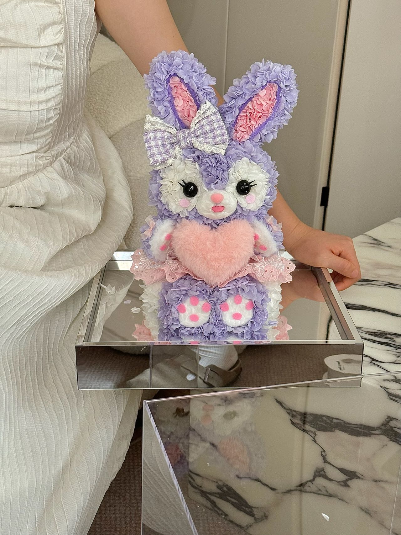 Preserved Flower Linabell Doll, Handmade Stuffed Animal, Long-Lasting Floral Decoration, Perfect Gift for Girls & Fans