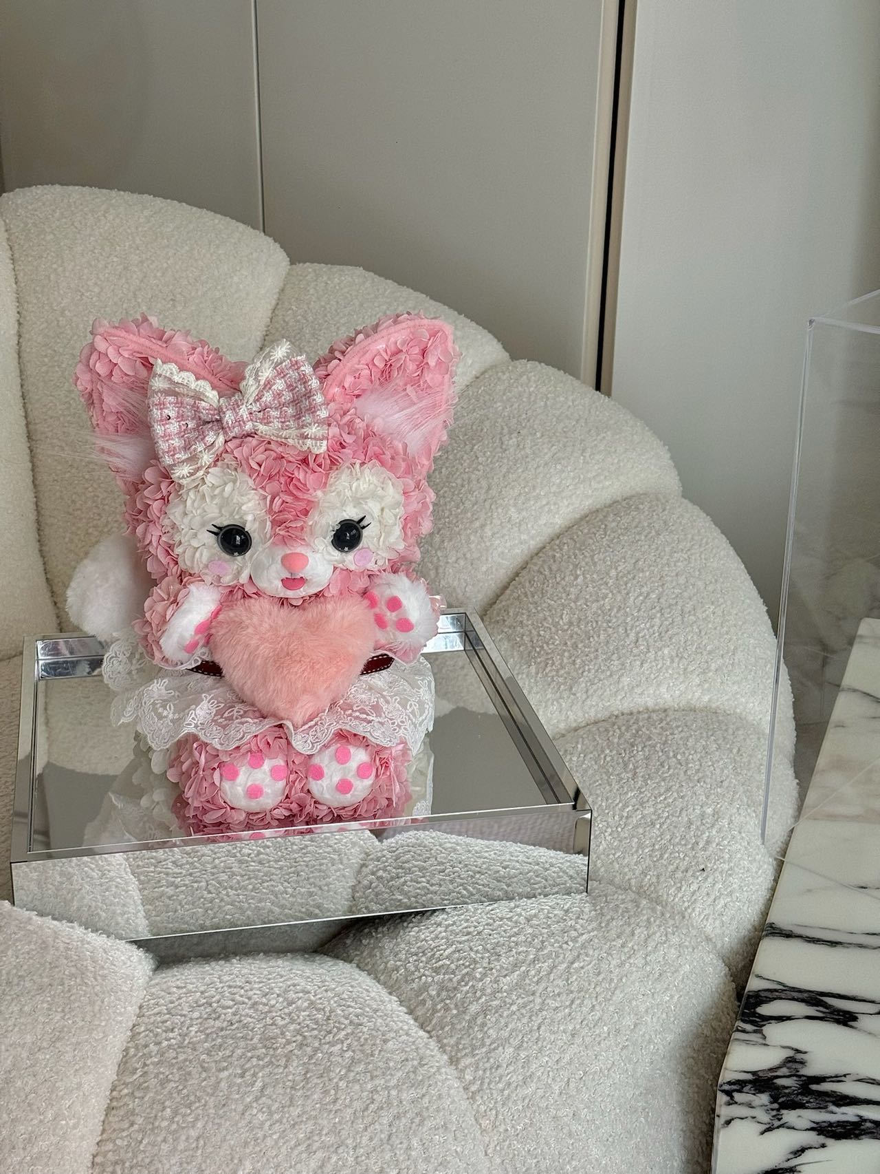 Preserved Flower Linabell Doll, Handmade Stuffed Animal, Long-Lasting Floral Decoration, Perfect Gift for Girls & Fans