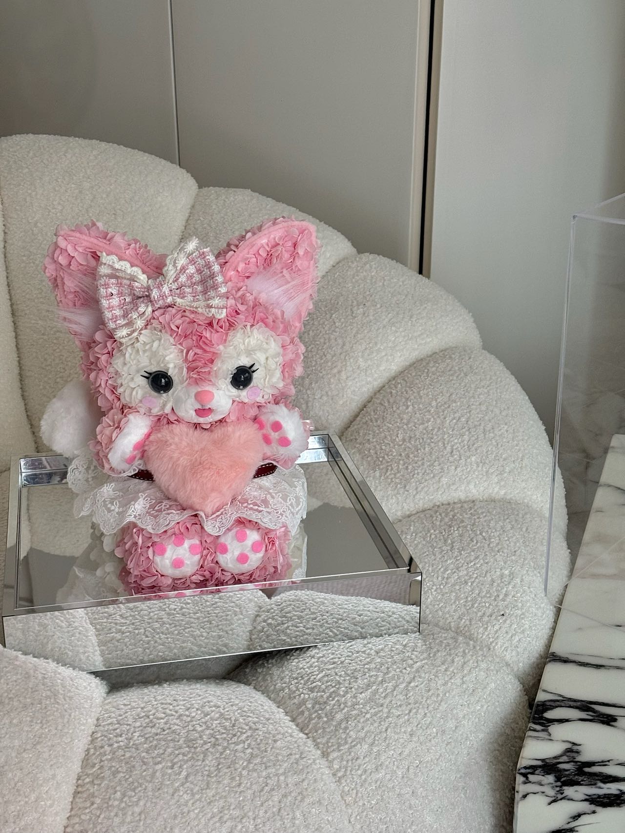 Preserved Flower Linabell Doll, Handmade Stuffed Animal, Long-Lasting Floral Decoration, Perfect Gift for Girls & Fans