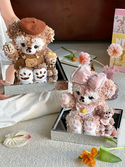 ShirleyMay + Duffy Bear preserved flower gift real flower immortal flower luxury birthday gift Valentine's Day gift high-end light luxury acrylic for girlfriend