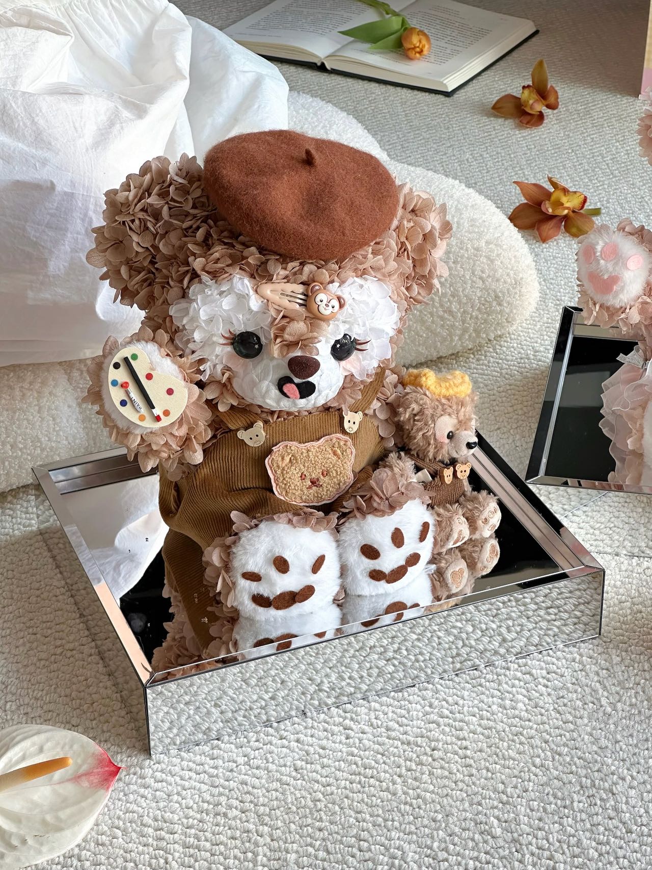 ShirleyMay + Duffy Bear preserved flower gift real flower immortal flower luxury birthday gift Valentine's Day gift high-end light luxury acrylic for girlfriend