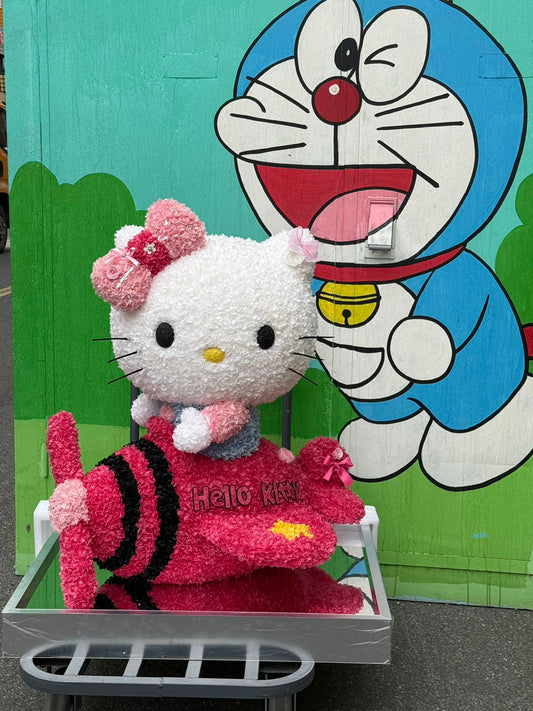 Hello Kitty Doll Crafted from Preserved Flowers - Eternal Floral Plush, Ideal for Valentine’s Day Gift