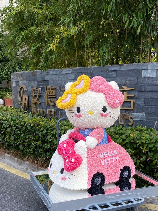  Preserved Flower Craft Hello Kitty Doll - Cute Perpetual Bloom Toy, Perfect for Hello Kitty Collectors