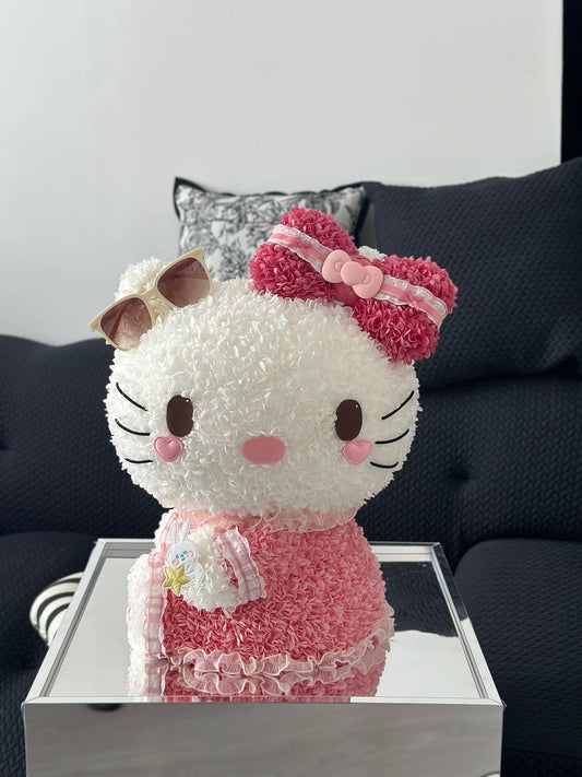Premium Preserved Flower Hello Kitty Doll - Eternal Bloom Plush, Suitable for Holiday & Daily Gift