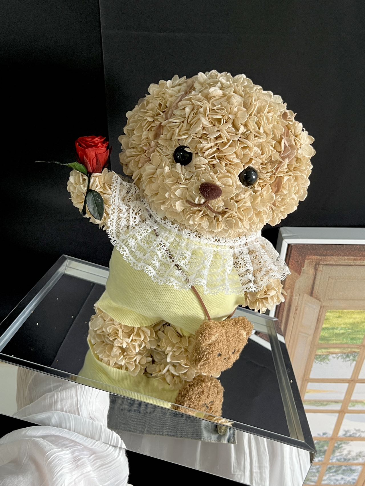 Preserved flower cute Senbei Poodle hydrangea gift birthday gift commemorative gift for girlfriend