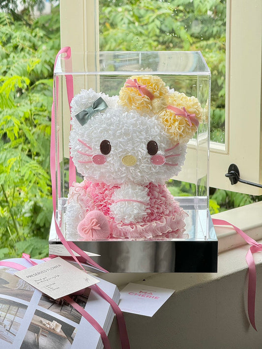 Preserved Bloom Hello Kitty Plush Doll - Durable Floral Toy, Ideal Gift for Hello Kitty Fans