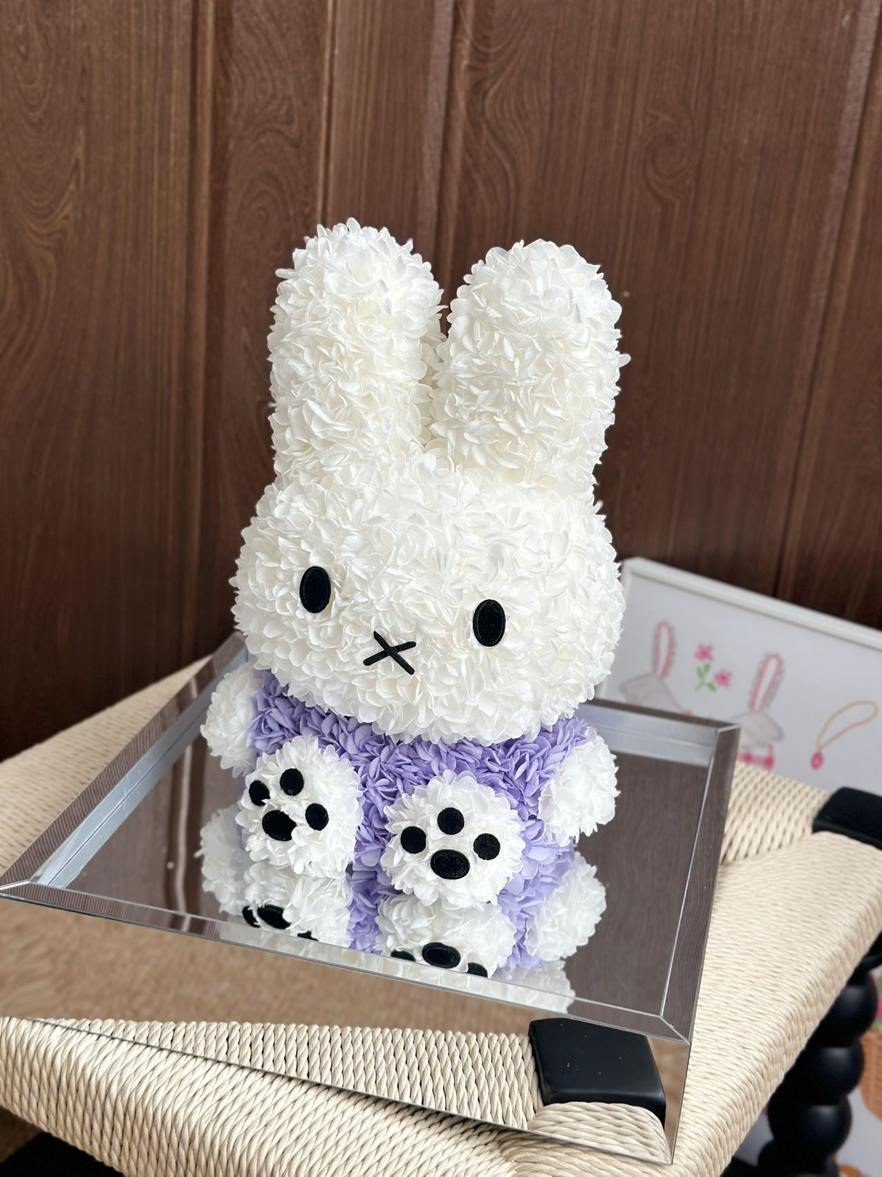 Preserved Flower Bunny Doll Preserved Flower Gift Premium Gift Box for Girlfriends or Children