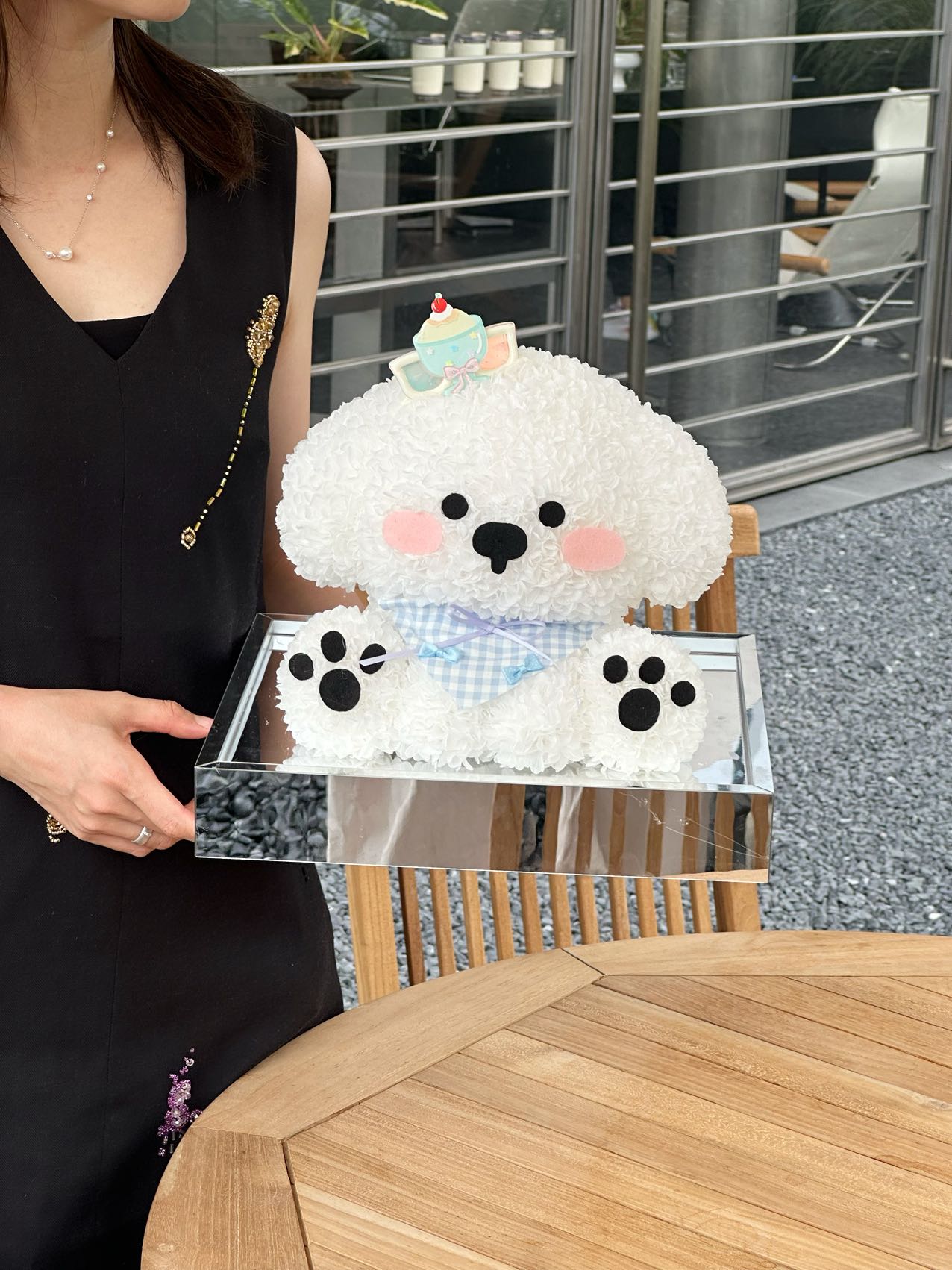 Preserved flower cute puppy preserved flower doll high-end light luxury gift for girlfriend or child