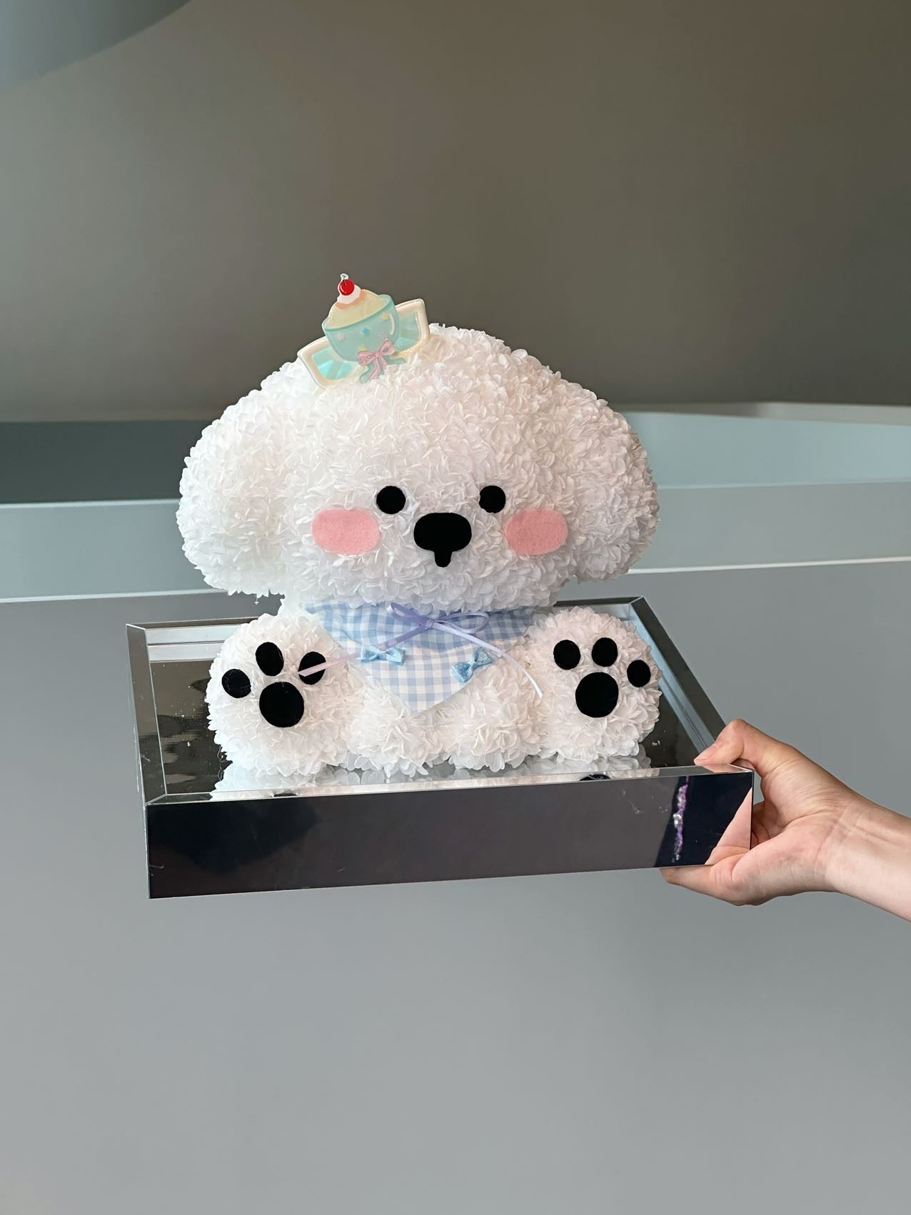 Preserved flower cute puppy preserved flower doll high-end light luxury gift for girlfriend or child